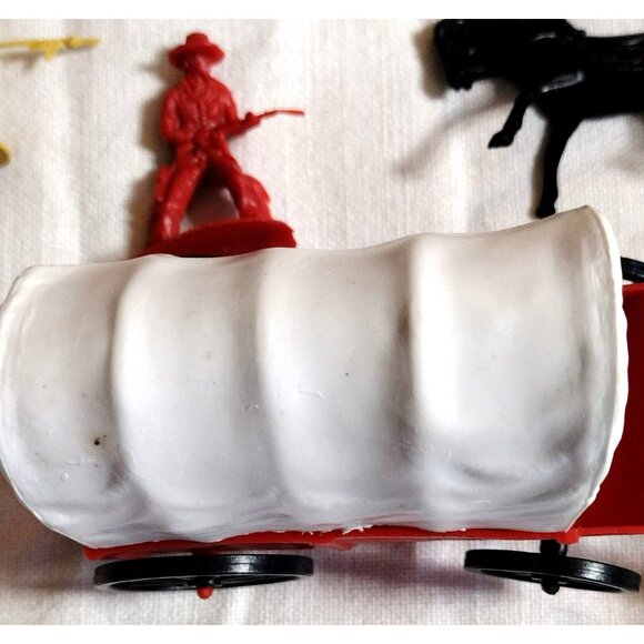 Cowboys Indians Plastic Toy Lot Vintage 28 Pieces Horses Western Style Figures - Picture 11 of 15